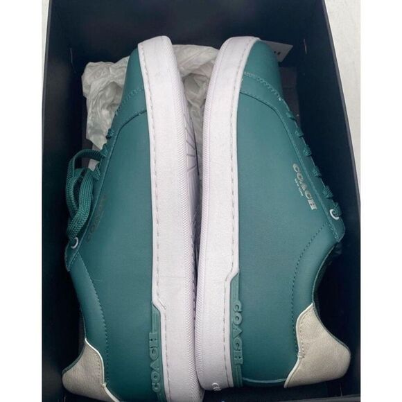 New Coach MENS Size 8.5‎ Chalk Ocean Clip All Leather Low Top Sneakers - Picture 3 of 4